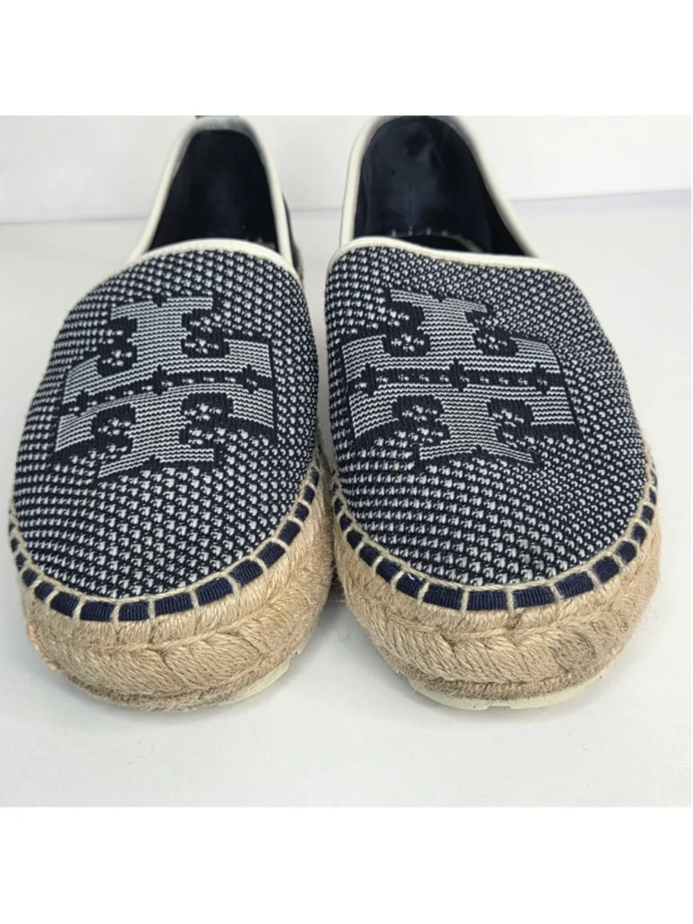 Tory Burch Miranda Navy Lug Sole Platform Espadrille Shoes Women's Size 10